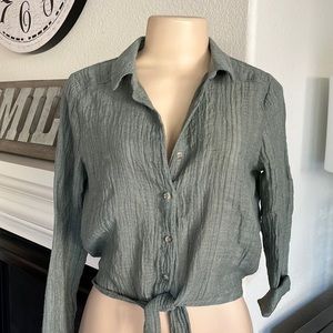 Crop Long sleeve Muted Green Top